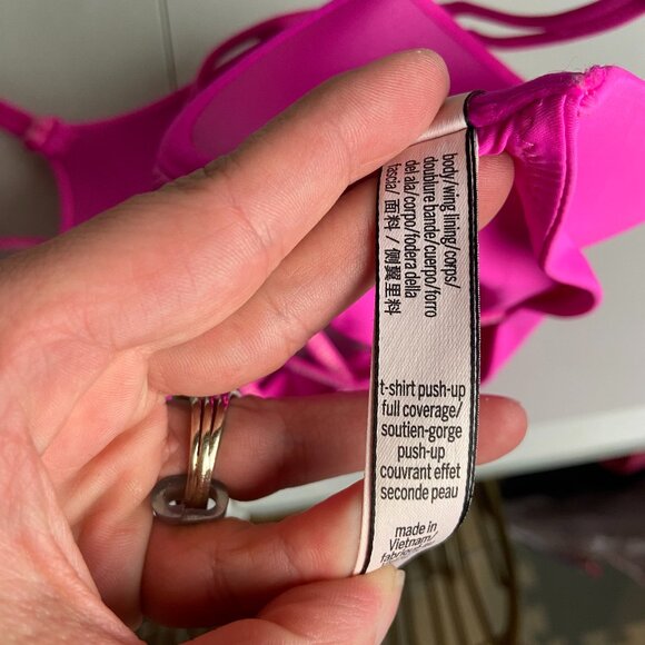 Victoria's Secret 34C T Shirt Push Up Full Coverage Bra Strappy Hot Pink - Picture 3 of 6